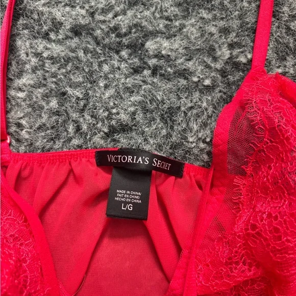 Victorias Secret red lace/ sheer babydoll - Picture 5 of 7